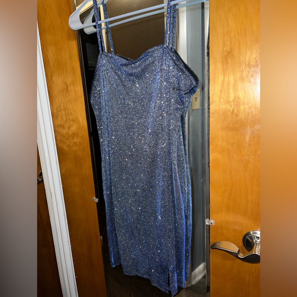 holographic blue homecoming/winterfest/cocktail dress